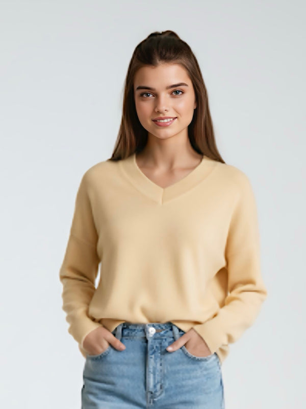 Sand Kerry V Neck Knit