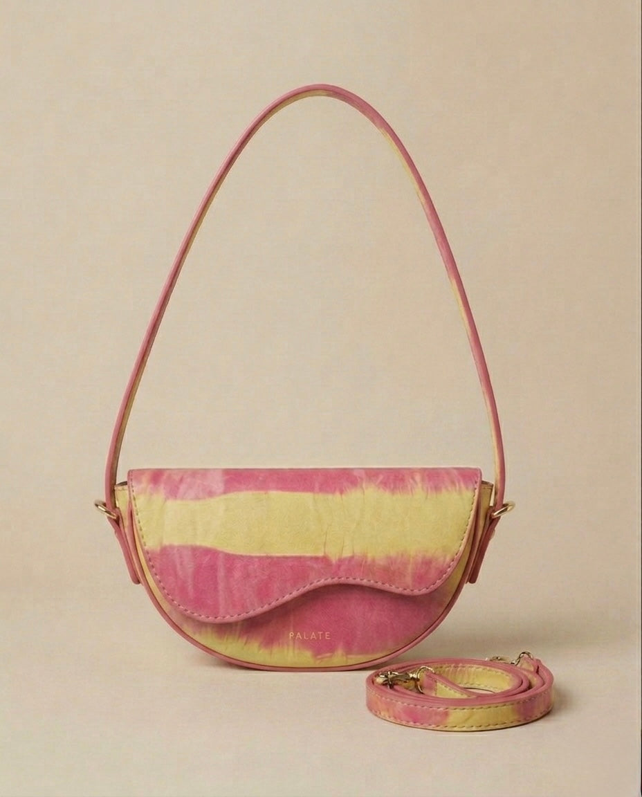 Halfmoon crossbody bag -Small | Tie-Dye Leather
