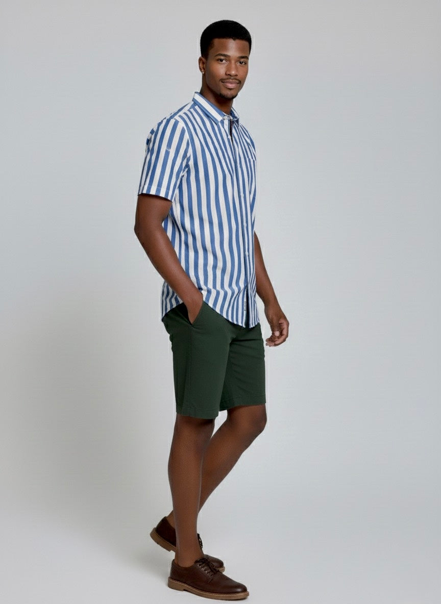 Blue Stripe : Short - Sleeve Shirt