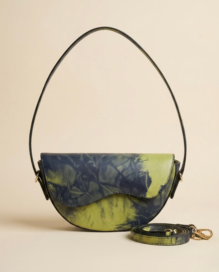 Halfmoon crossbody bag -Small | Tie-Dye Leather