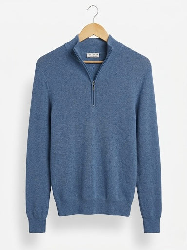 Lila Quarter Zip Knit Wool blend - Long sleeve - St.eel Blue