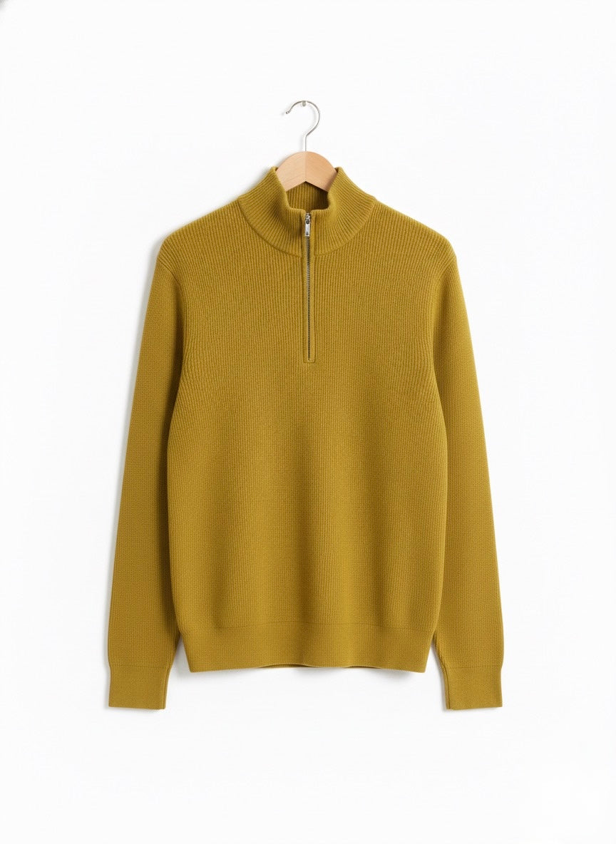 Lila Quarter Zip Knit Wool blend - Long sleeve - Olive