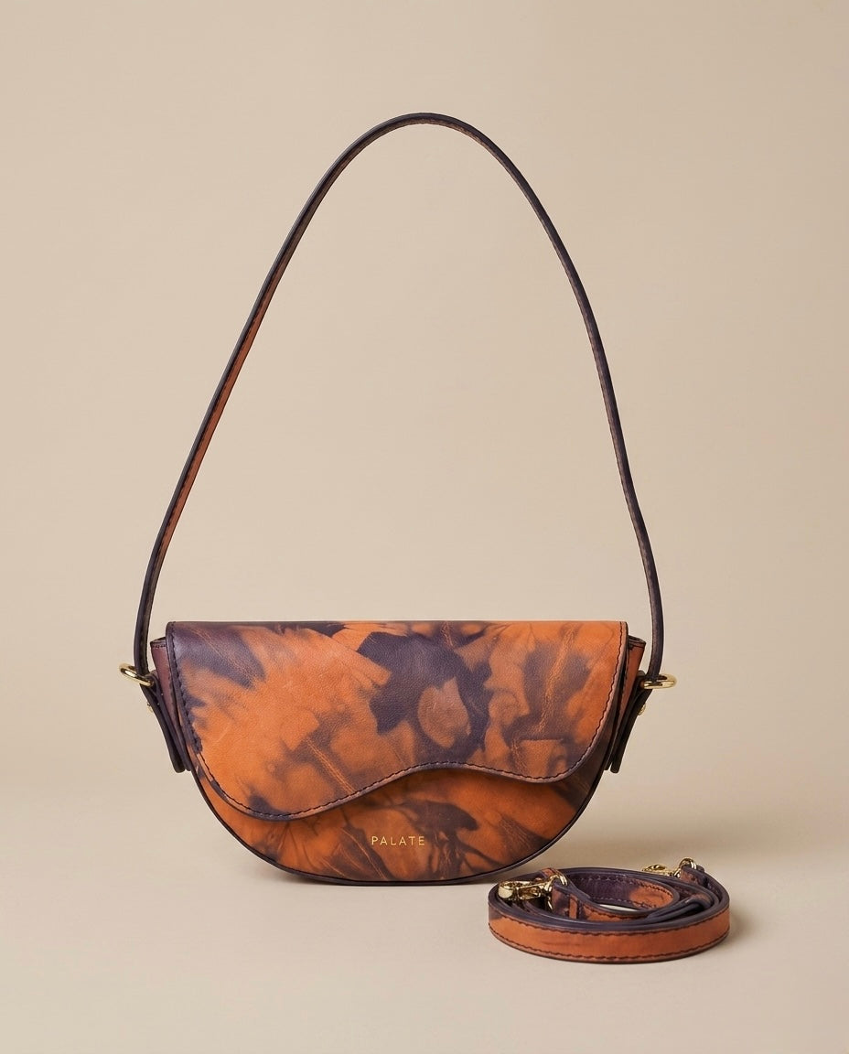 Halfmoon crossbody bag -Small | Tie-Dye Leather