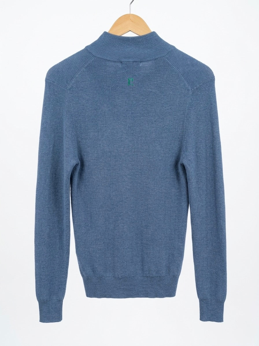 Lila Quarter Zip Knit Wool blend - Long sleeve - St.eel Blue
