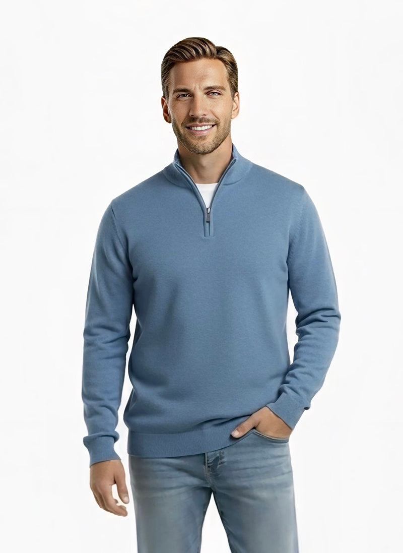 Quarter Zip-Long-Sleeve : Sky Blue