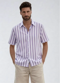 Short- Sleeve Shirt -Purple Stripe