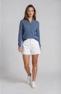 Lila Quarter Zip Knit Wool blend - Long sleeve - St.eel Blue