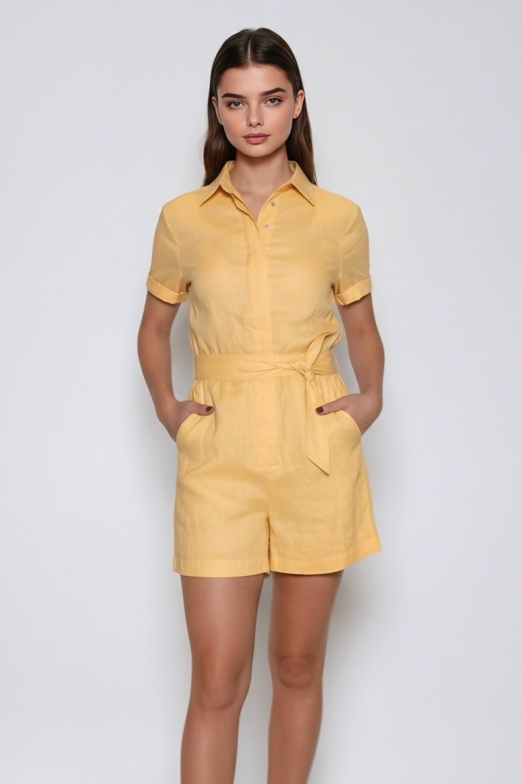 Palmer Linen Playsuit- Yellow