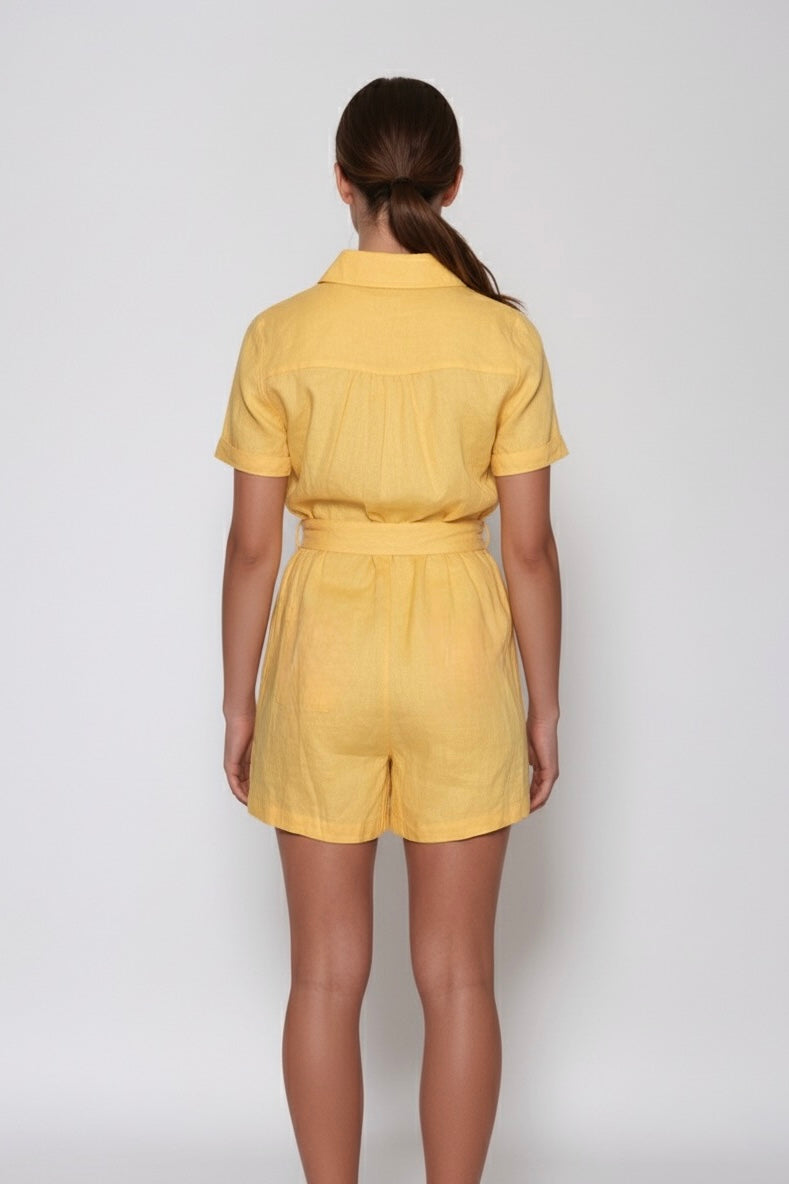 Palmer Linen Playsuit- Yellow
