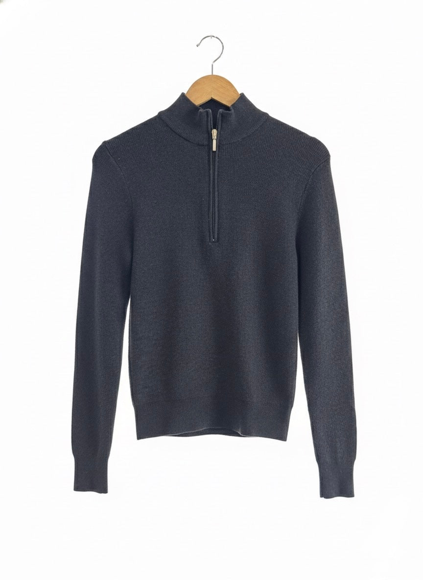 Lila Quarter Zip Knit Wool blend - Long sleeve - Charcoal￼