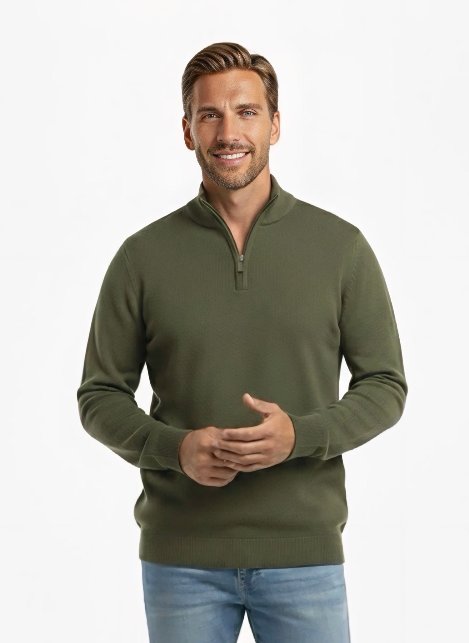 Quarter Zip-Long-Sleeve : Green