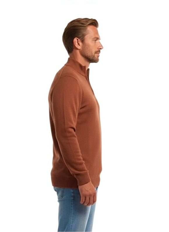 Long-Sleeve Quarter Zip - Rust