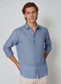 Long-Sleeve Linen Shirt -Light Blue