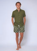 SUNSET SWIM SHORT - GREEN POLKA DOT