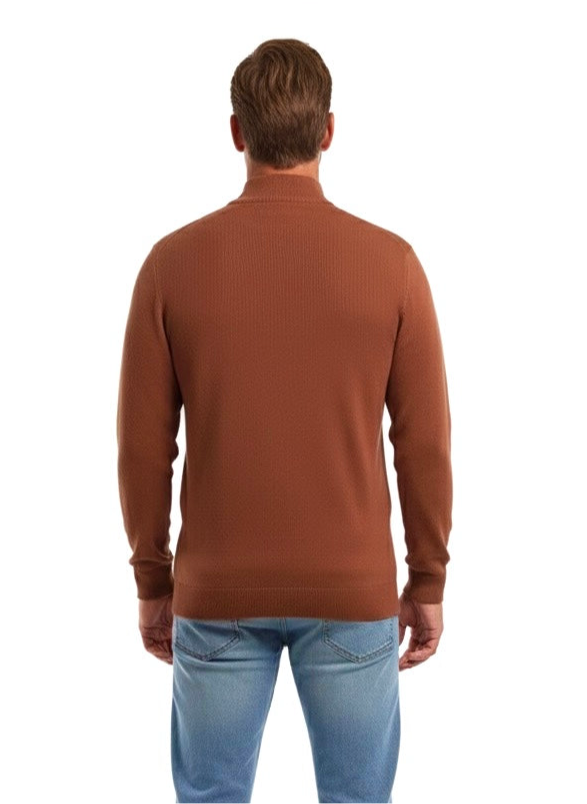 Long-Sleeve Quarter Zip - Rust