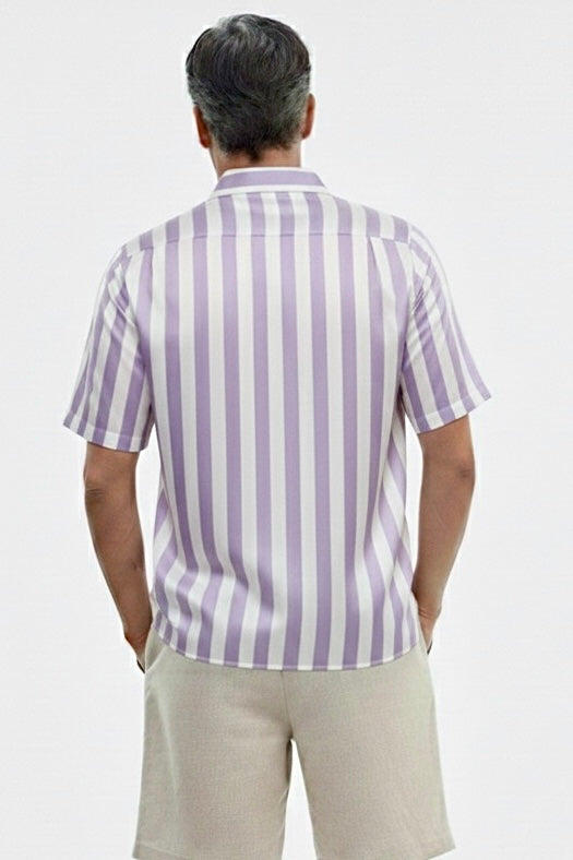 Short- Sleeve Shirt -Purple Stripe