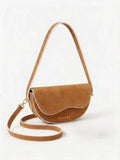 Halfmoon crossbody bag -Small | Suede leather