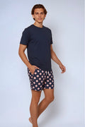 SUNSET SWIM SHORT- Navy/Pink POLKA DOT