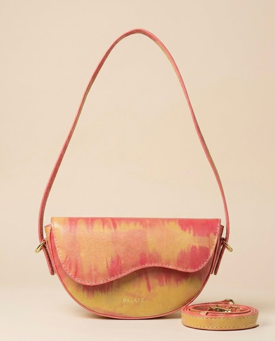 Halfmoon crossbody bag -Small | Tie-Dye Leather