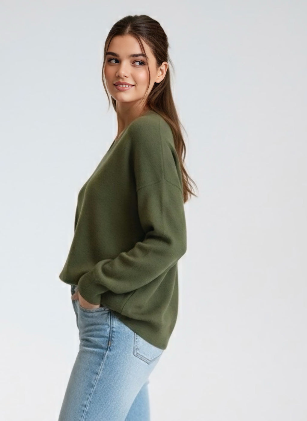 Kerry V Neck Knit : Green