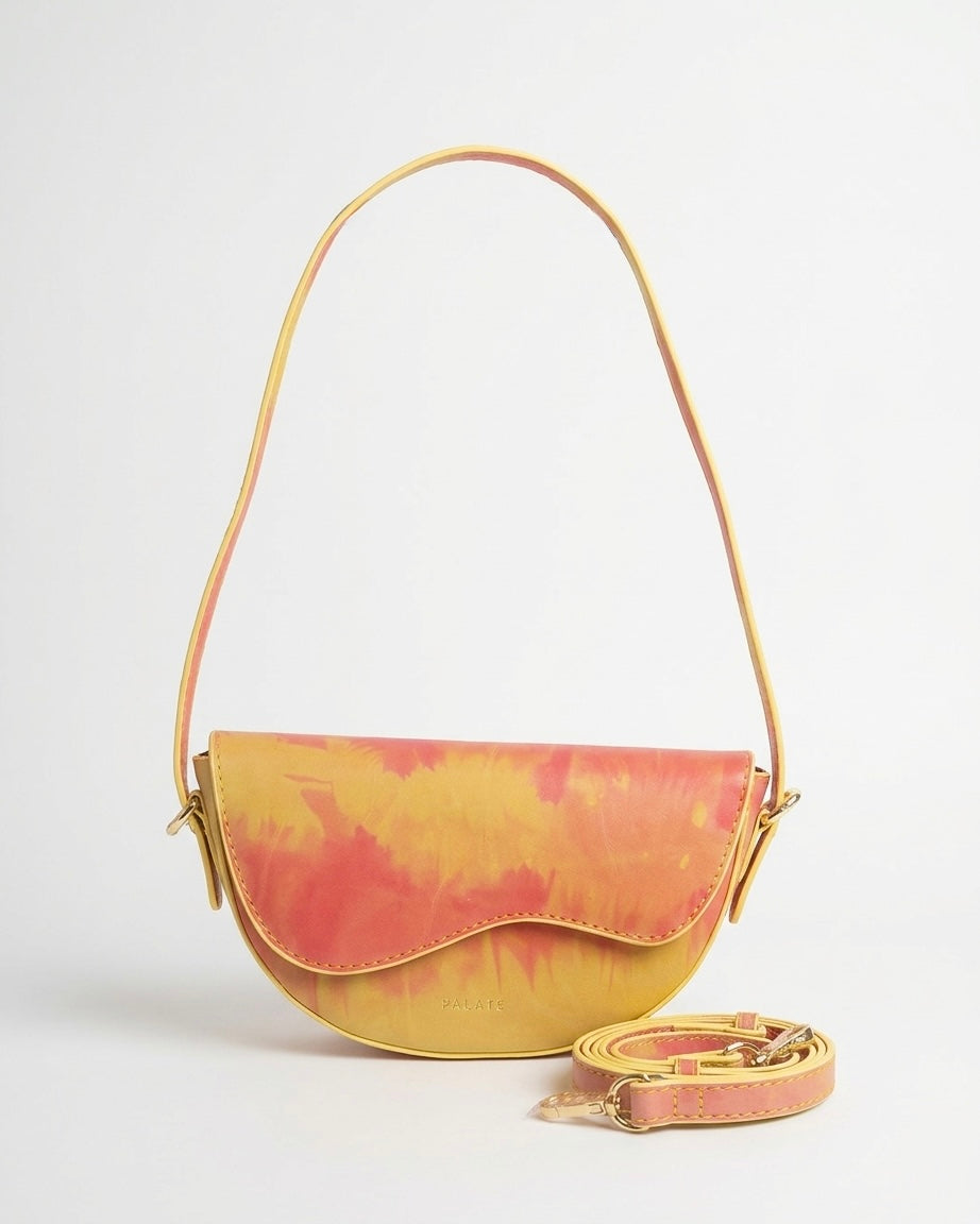 Halfmoon crossbody bag -Small | Tie-Dye Leather