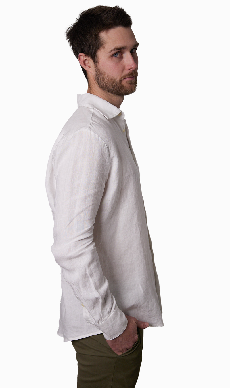 White Long-Sleeve Linen Shirt