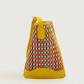 Yellow lychee genuine leather Gingham woven recycled 