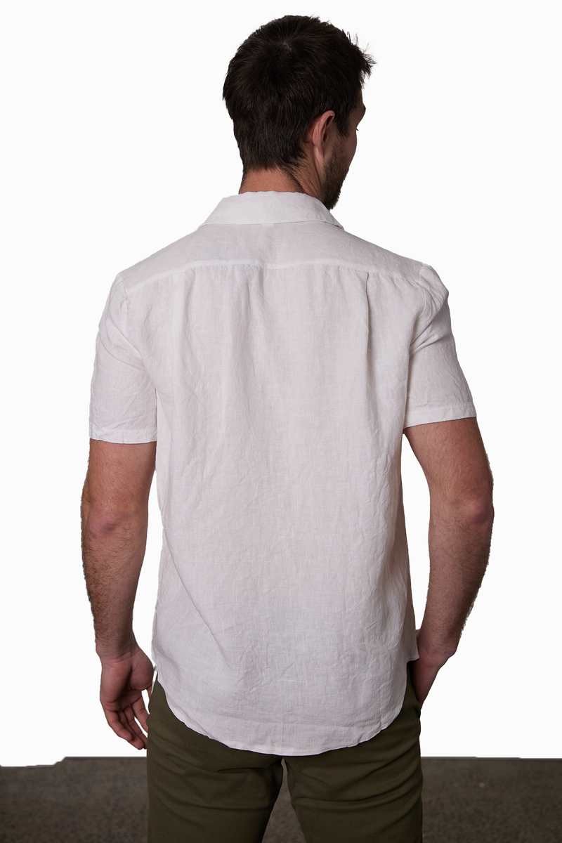White Short-Sleeve Linen Shirt
