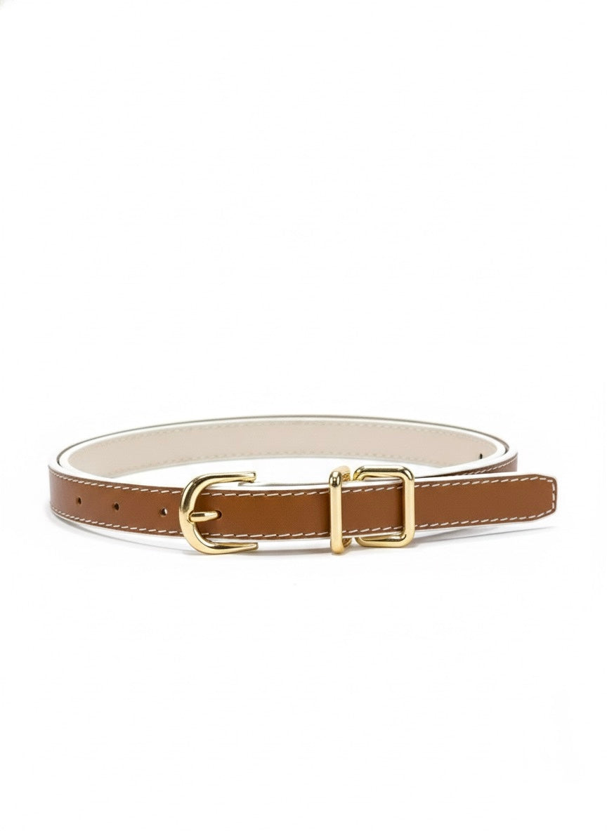 Classic handmade leather belt crafted from genuine remnant leather, hand-coloured finish, sustainable and timeless design