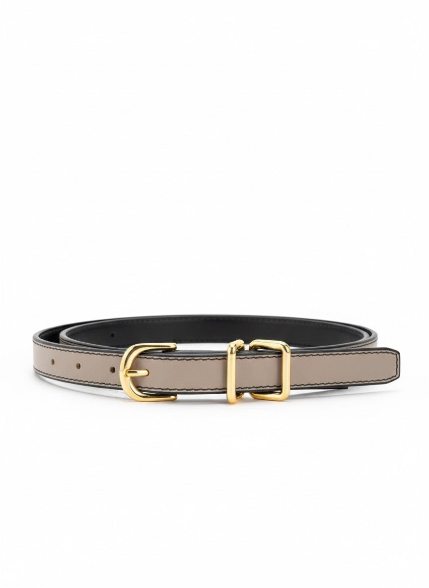 Classic handmade leather belt crafted from genuine remnant leather, hand-coloured finish, sustainable and timeless design