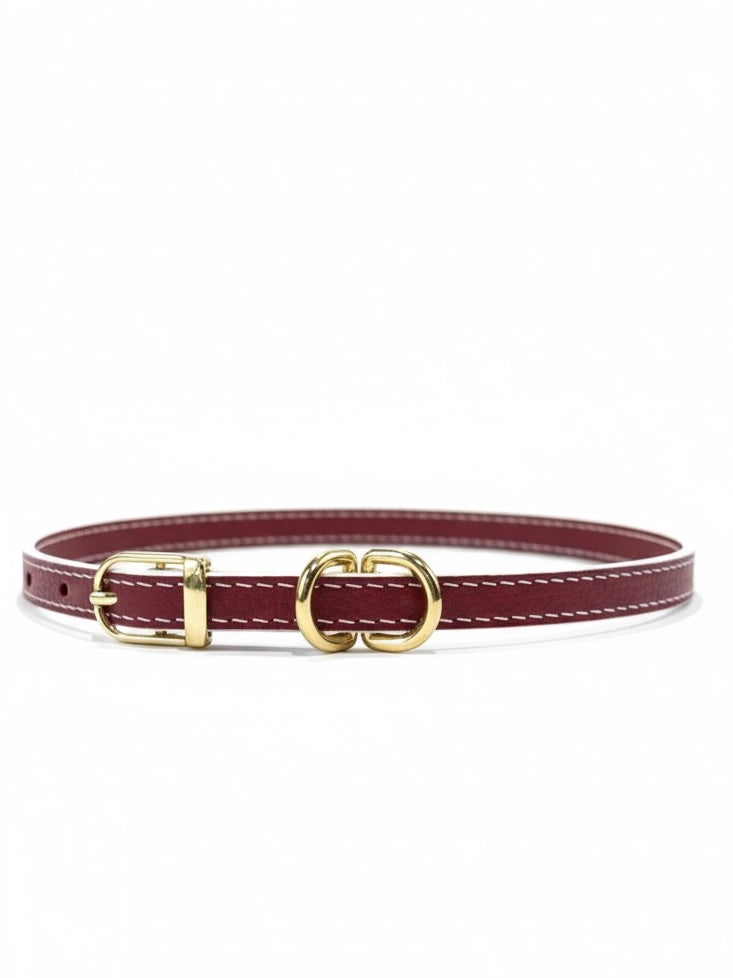 Classic handmade leather belt crafted from genuine remnant leather, hand-coloured finish, sustainable and timeless design