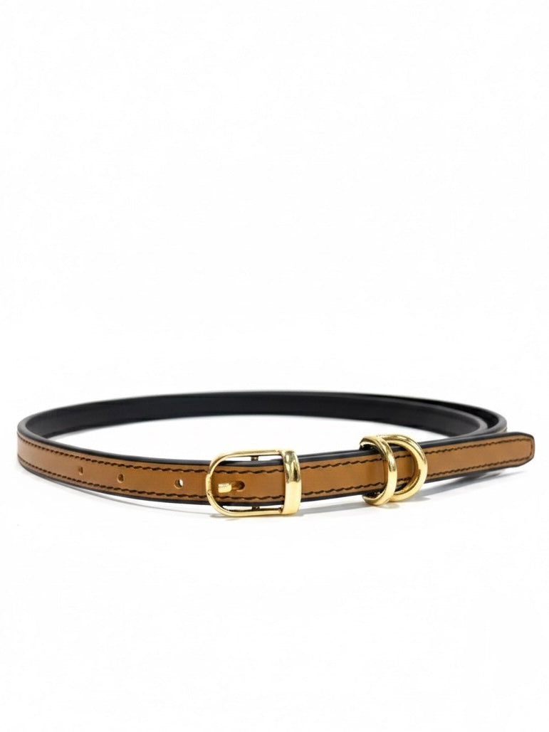 Classic handmade leather belt crafted from genuine remnant leather, hand-coloured finish, sustainable and timeless design