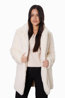 FAUX FUR COAT - CREAM