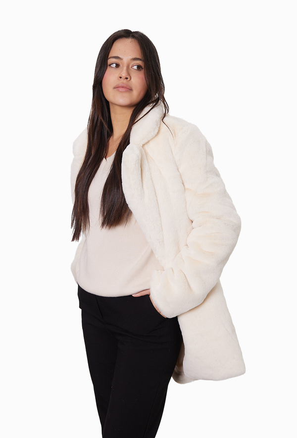 FAUX FUR COAT - CREAM