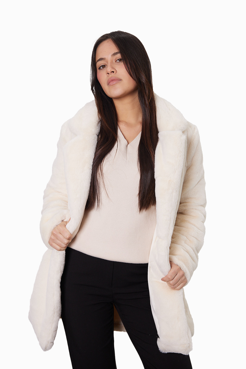 FAUX FUR COAT - CREAM