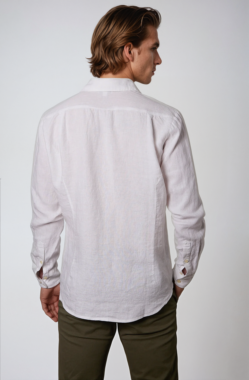 White Long-Sleeve Linen Shirt