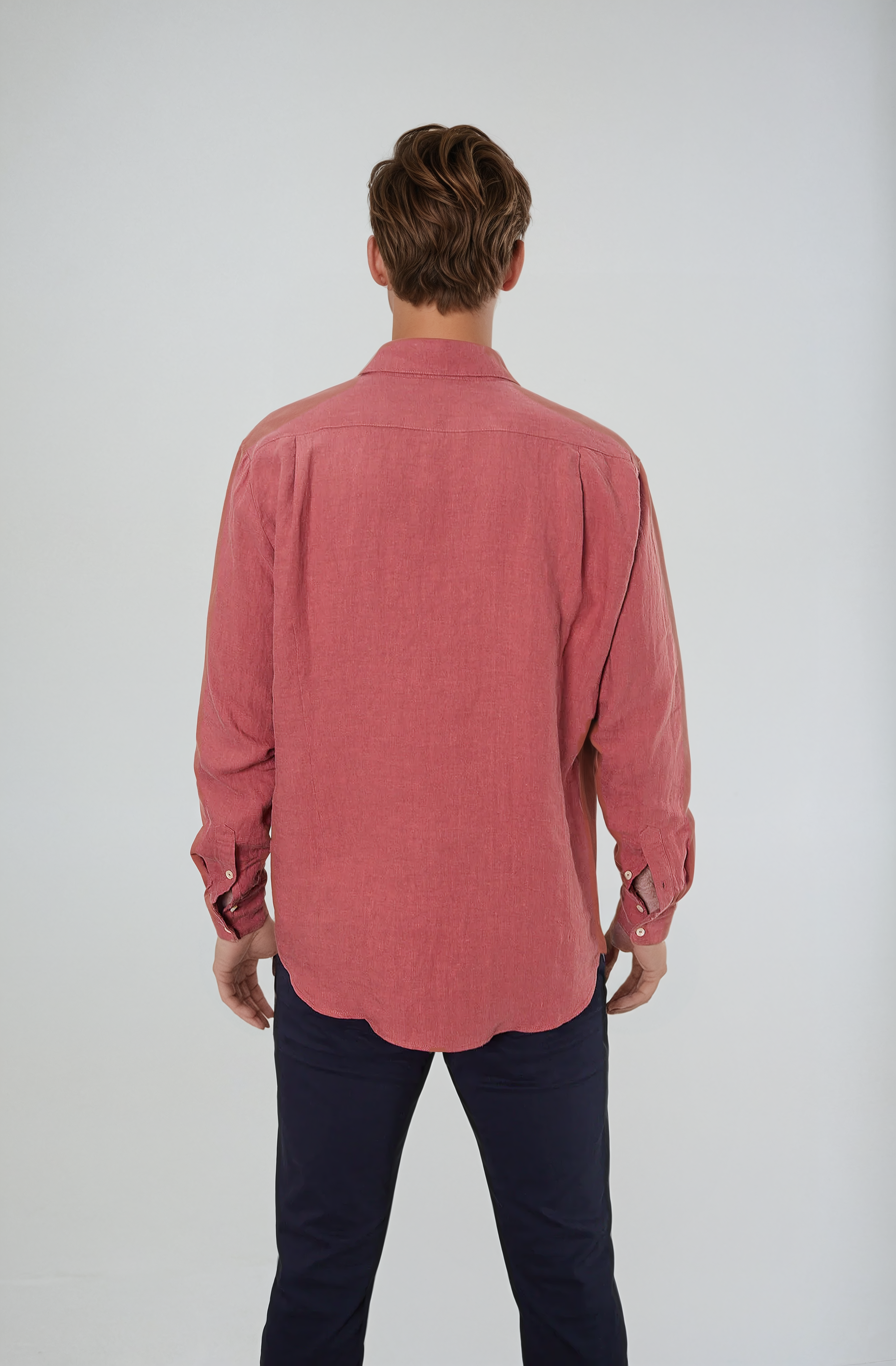 Long-Sleeve Linen Shirt - Rust