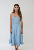 Daisy Linen Dress-Sky Blue